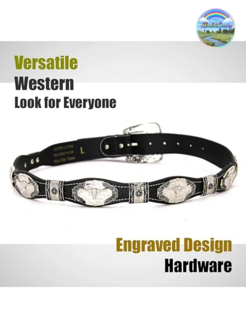 Genuine Leather Western Concho Belt - Silver Star Buckle